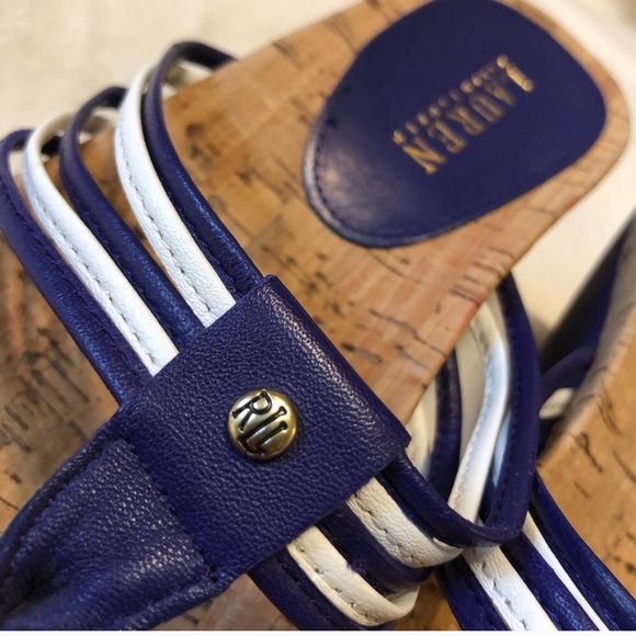 RALPH LAUREN RAVEN LEATHER CORK WEDGE - Picture 2 of 8